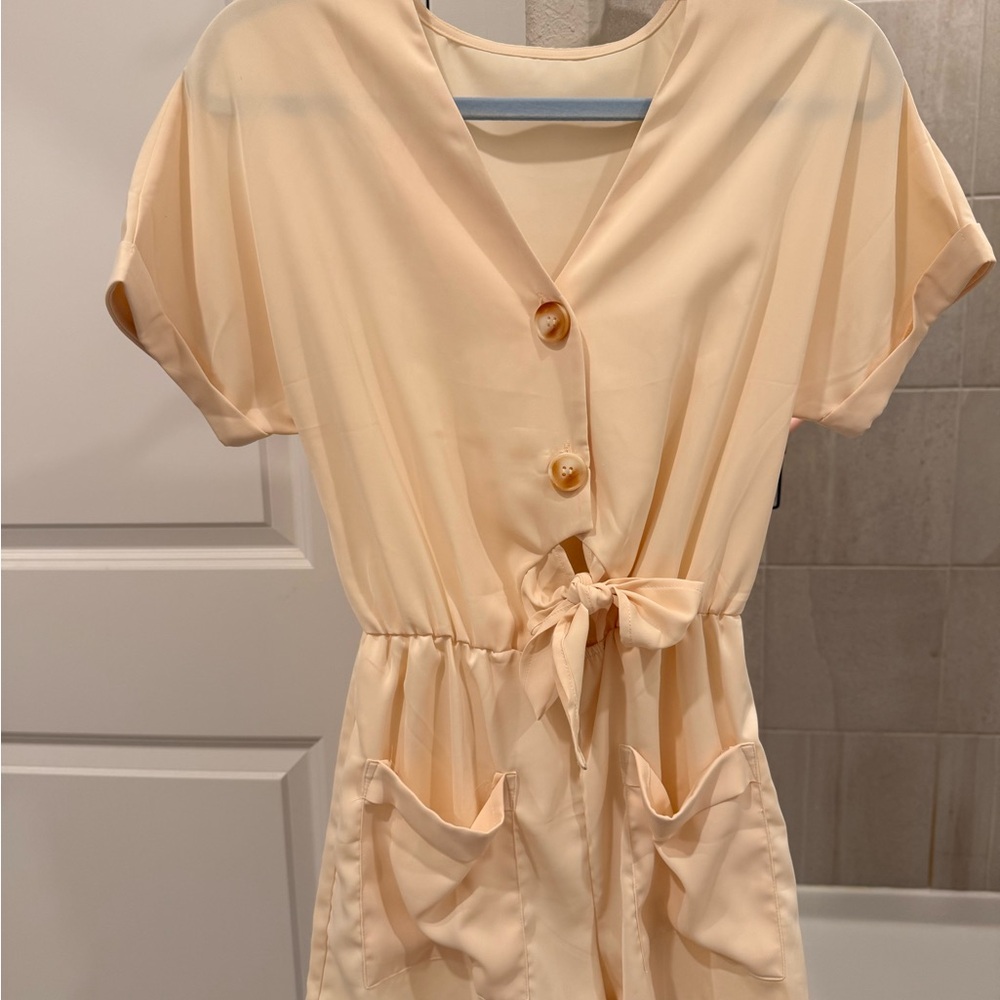 Cream Button-Front Romper